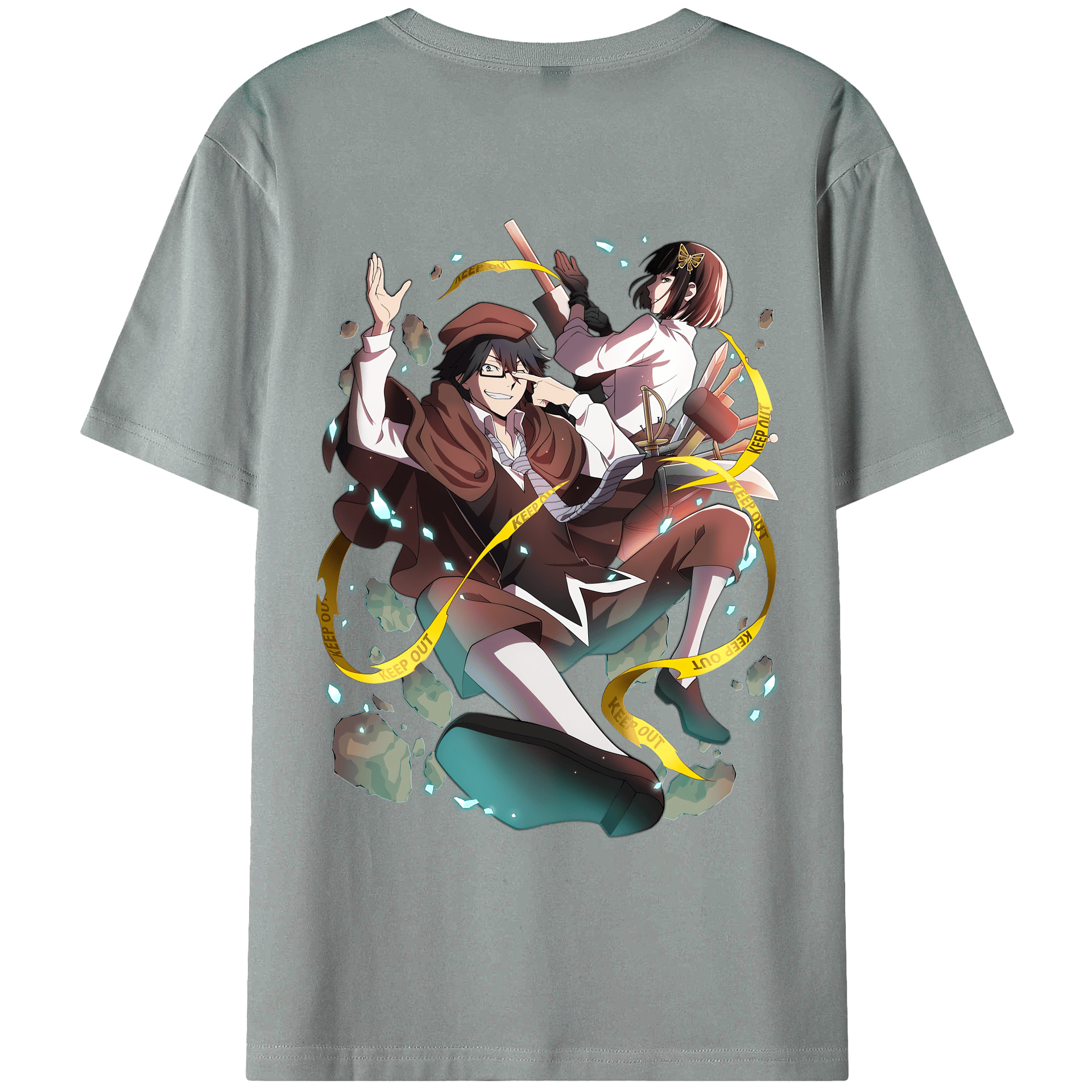 （画像用） 文豪ストレイドッグス Bungo Stray Dogs 綿100％ メンズ半袖Tシャツ（バックプリント） 通気性